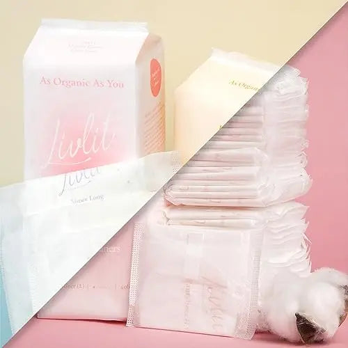 Livlit Ultra Thin Panty Liners Sanitary Pads, 100% Certified Organic Cotton from Texas, Light Absorbency LIVLIT Au supplements