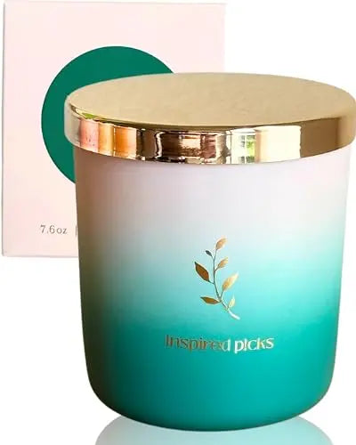 Inspired Picks Refreshing Green Candle – Wood Sage & Sea Salt w/Gold Stemmed Leaves Symbol Inspired Picks Au supplements
