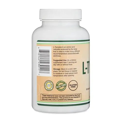 L-Tyrosine 1,000mg per Serving, 120 Veggie Capsules (L Tyrosine Supplement for Memory Double Wood Supplements Au supplements