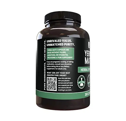 PURE ORIGINAL INGREDIENTS Yerba Mate (365 Capsules), No Magnesium Or Rice Fillers PURE ORIGINAL INGREDIENTS Au supplements