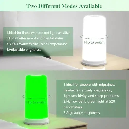 Green Light Lamp for Migraines,Mood Light Therapy Lamp 10000 Lux,Narrow Band Green LEDs KTS Au supplements