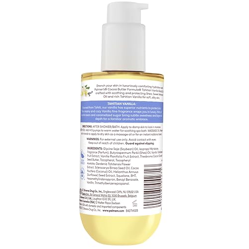 Palmer's Cocoa Butter Formula Body Oil, Moisture Drenching Tahitian Vanilla, 6.5 Oz, 72Hr Hydration with Shea Butter & Vitamin E for Softer Skin