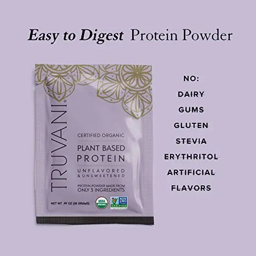 Truvani Organic Vegan Protein Powder Unflavored - 20g of Plant Based Protein, Organic Truvani Au supplements