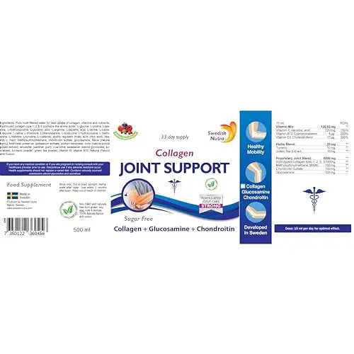 Swedish Nutra Joint Support Collagen - Pack of 500ml, 33 Day Supply | Berry Flavour | with Vitmain C & Glucosamine Swedish Nutra Au supplements