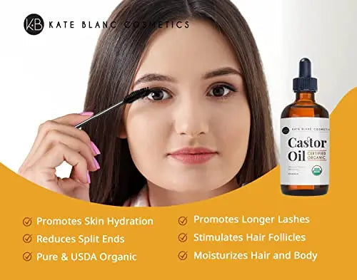 Kate Blanc Cosmetics Organic Castor Oil (4oz). 100% Pure, Cold Pressed, Hexane Free in a Glass Bottle Kate Blanc Cosmetics Au supplements