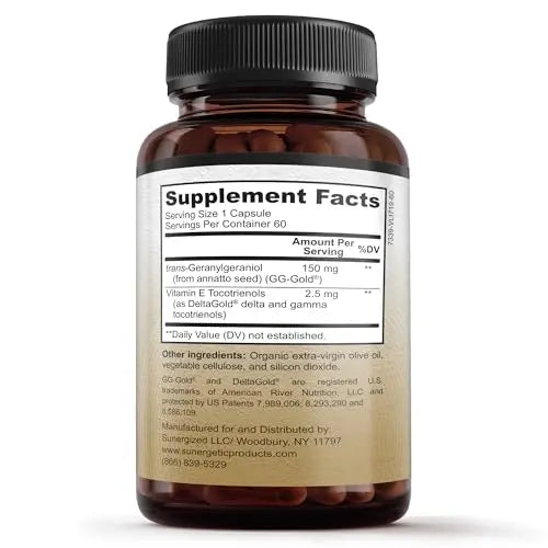 Premium Geranylgeraniol Supplement – GG-Gold 150mg with DeltaGold Vitamin E Tocotrienols Sunergetic Au supplements