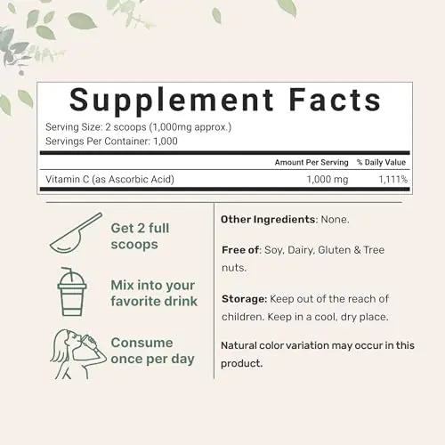 Micro Ingredients Pure Vitamin C Crystal Powder (Water Soluble Vitamin C 1000mg Micro Ingredients Au supplements