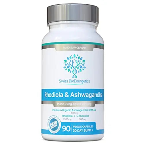 Rhodiola & Ashwagandha with L-Theanine - Award Winning Ashwagandha KSM-66 600mg swiss bioenergetics Au supplements