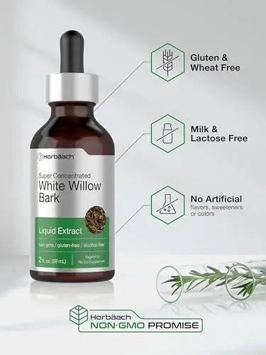 White Willow Bark Extract | 2 fl oz | Alcohol Free Liquid Tincture | Super Concentrated Horbäach Au supplements