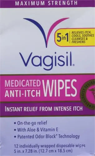 Vagisil Anti-Itch Medicated Feminine Intimate Wipes for Women, Maximum Strength, Gynecologist Tested Vagisil Au supplements