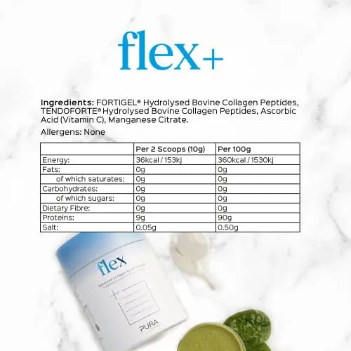 Pura Collagen Powdered Supplement Flex+, 10,000 mg Hydrolysed Peptides, Vitamin C & Manganese Pura Collagen Au supplements