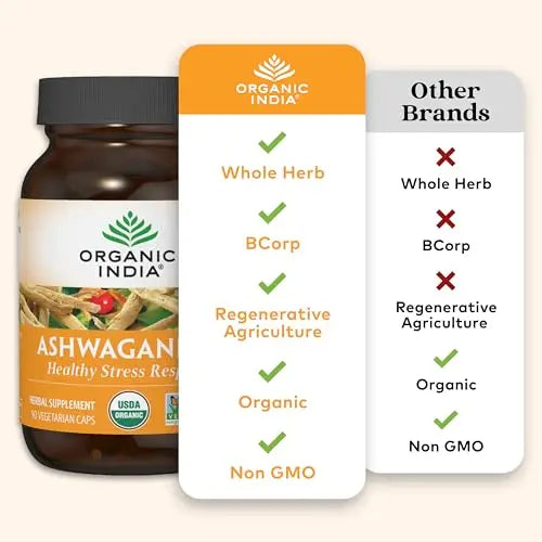 ORGANIC INDIA Ashwagandha Herbal Supplement - Vegan, Gluten-Free, Kosher ORGANIC INDIA Au supplements