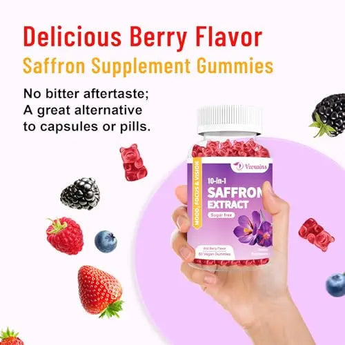 VZOXAINS 2 Pack Saffron Supplement Gummies, Sugar Free Saffron Extract with Magnesium VZOXAINS Au supplements