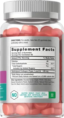 Hydrolyzed Collagen Gummies | 90 Count | Strawberry Flavored Gummy Supplement Horbäach Au supplements