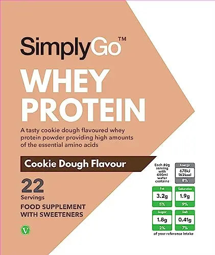SimplyGo Whey Protein Powder | 900g | Simply Add 30g to Water, Juice or Shakes (Cookie Dough) Simply Supplements Au supplements