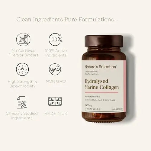 Pure Hydrolysed Marine Collagen Capsules 2400mg - Collagen Tablets High Strength Collagen Nature's Selection Au supplements