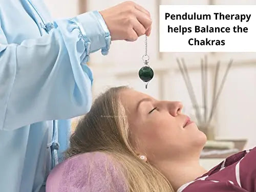 Green Aventurine Crystal Ball Pendulum for Divination - Dowsing Pendulum Necklace with Chain Amazing Gemstone Au supplements