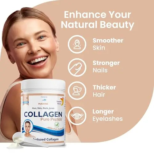 Swedish Nutra Powder Marine Collagen - Pack of 300g, 30 Day Supply | Minimize Fine Lines, Wrinkles & Improve Skin Elasticity | High Absorption Rate Swedish Nutra Au supplements