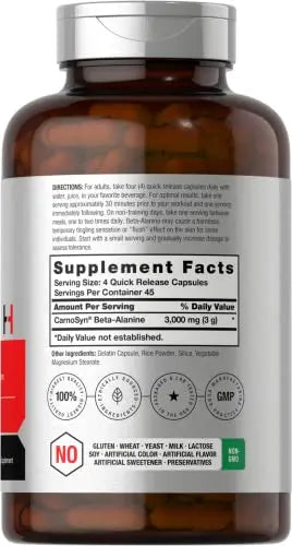 Beta Alanine Capsules | 3000mg | 180 Count | Non-GMO, Gluten Free Supplement Horbäach Au supplements