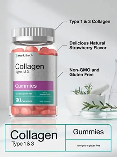 Hydrolyzed Collagen Gummies | 90 Count | Strawberry Flavored Gummy Supplement Horbäach Au supplements