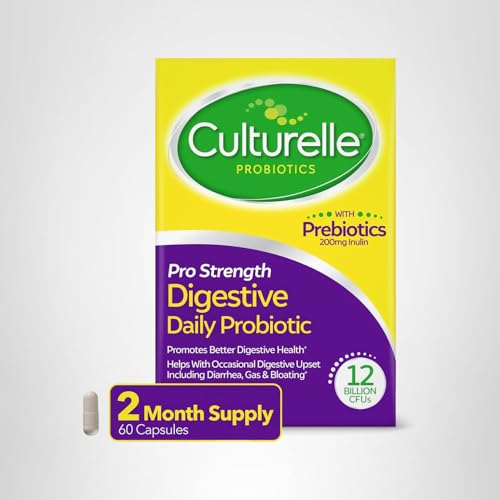 Culturelle Pro Strength Daily Probiotics For Digestive Health (2 Month Supply) with Prebiotics for Women & Men, Supports Occasional Diarrhea