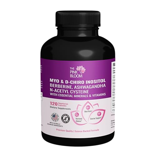 The Pink Bloom Myo & D-Chiro Inositol 40:1 Ratio – 120 Capsules | Myo Inositol Supplement for Women with Vitamin D, Ashwagandha, Folate & Zinc | Supplement for Hormone Balance & Ovarian Health The Pink Bloom Au supplements