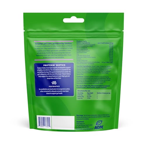 Protexin Daily Care Gut+ Mobility | 60 Dog Chews, Chicken and Bacon Flavor Dog Supplement | Probiotics for Dogs, Dog Postbiotics Protexin Au supplements