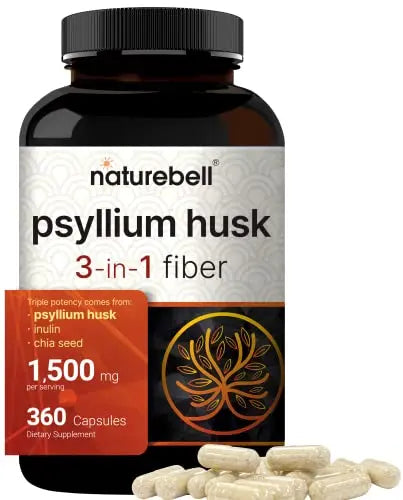 NatureBell Psyllium Husk Capsules 1500mg Per Serving, 360 Count, with Inulin NatureBell Au supplements