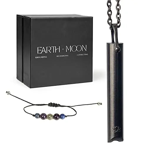 Mindful Breathing Necklace for Anxiety Stress Relief - Earth and Moon Stainless Steel Anxiety EARTH AND MOON Au supplements