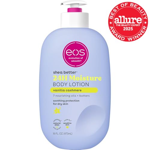 eos Shea Better Body Lotion Vanilla Cashmere, 24-Hour Moisture Skin Care, Lightweight