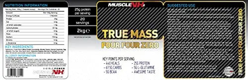 MuscleNh2 True Mass Four Four Zero Mass Gainer Protein Powder, High Calories and Protein MuscleNh2 Au supplements