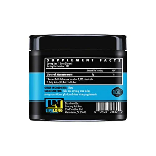 LiveLong Nutrition Glycerol Monostearate GMS Powder - Hydration, Endurance, Muscle LiveLong Nutrition Au supplements