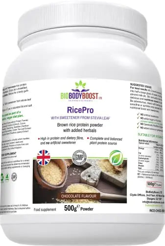 RicePro |Chocolate | Brown Rice Protein Powder with Added Herbals | Chicory Root Extract, Biobodyboost Au supplements