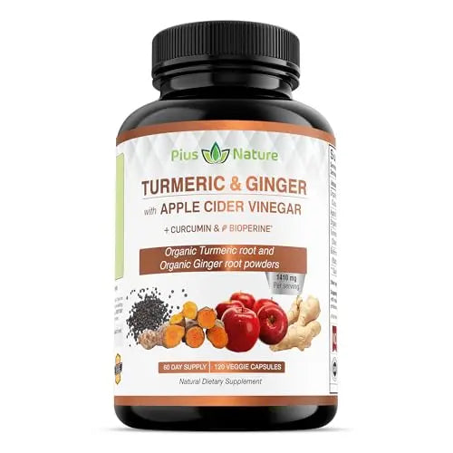 PIUS NATURE Turmeric Curcumin and Ginger with Apple Cider Vinegar, USDA Organic PIUS NATURE Au supplements