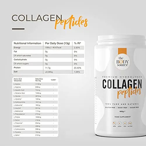 The Body Source Premium Hydrolysed Collagen Powder – 400g Unflavoured Bovine Collagen The Body Source Au supplements