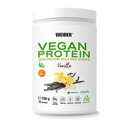 Weider Vegan Protein (750g) Vanilla Flavour. 23g Protein/dose, Pea Isolate (Pisane) & Rice Proteins Weider Au supplements