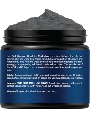 New York Biology Dead Sea Mud Mask for Face, Body | with Stem Cell and Collagen | Spa Quality Pore Refiner for Oily Skin