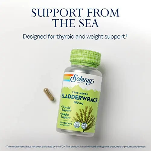 SOLARAY Bladderwrack Seaweed 580 mg Healthy Thyroid Balance and Weight Management SOLARAY Au supplements