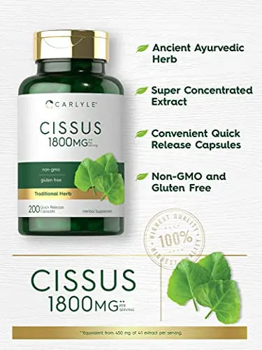 Carlyle Cissus Quadrangularis 1800mg | 200 Capsules | Traditional Herb Extract Carlyle Au supplements