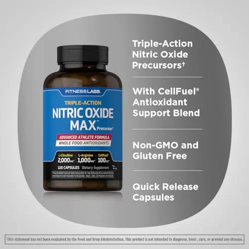 Fitness Labs Nitric Oxide Supplement | 3000mg | 120 Capsules | Nitric Oxide Pre Workout Fitness Labs Au supplements