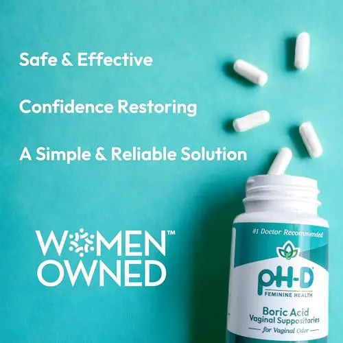 pH-D Feminine Health - 600 mg Boric Acid Suppositories - Woman Owned - for Vaginal Odor Use - 12 Count pH-D Feminine Health Support Au supplements