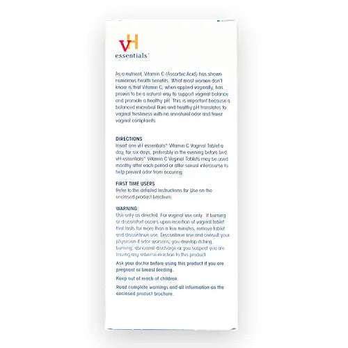 vH essentials Vitamin C Vaginal Tablet | Boric Acid Suppository Alternative | Supports Healthy pH and Eliminates vH essentials Au supplements
