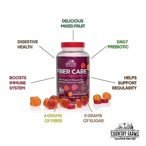 Country Farms Fiber Care Prebiotic Gummies, 6g of Fiber Per Serving, FOS from Beets Country Farms Au supplements