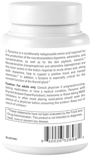 Dr.WellMe L-Tyrosine 500mg Capsules, Dietary supplements-120 Capsules DR WELLME NUTRITION Au supplements