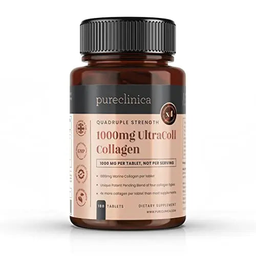 UltraColl Marine Collagen 1000mg x 180 tablets (6 months supply). The only patented anti-aging collagen types I, II, III, and VII. Pureclinica Au supplements