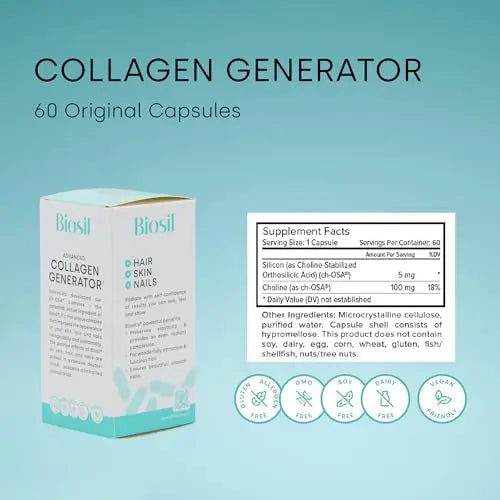 Biosil Collagen Generator - 60 Capsules - with Patented ch-OSA Complex - Generates & Protects BioSil Au supplements
