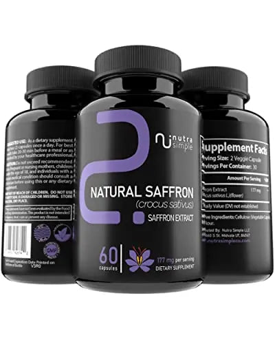 Nutra Simple Saffron Supplements 177mg, Pure Saffron Extract, Made in USA, Natural Nutra Simple Au supplements