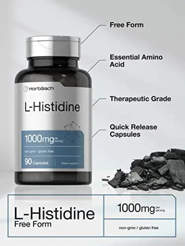 Horbaach L-Histidine 1000mg 90 Capsules | Non-GMO and Gluten Free | Pharmaceutical Horbäach Au supplements
