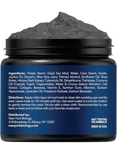 New York Biology Dead Sea Mud Mask for Face, Body | with Stem Cell and Collagen | Spa Quality Pore Refiner for Oily Skin