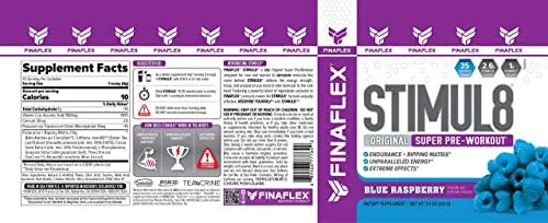 FINAFLEX STIMUL8 Original Super Pre-Workout, Blue Raspberry - Energy, Strength FINAFLEX Au supplements